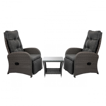 Set de 2 șezlonguri de grădină SONGO cu măsuță de cafea